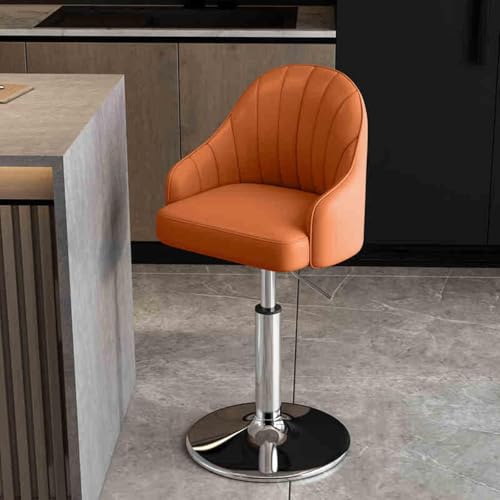 DZYHFCO Drehbarer Barhocker aus Metall, verstellbarer Barhocker mit Rückenlehne, Schminkhocker mit hoher Rückenlehne (Orange, A) von DZYHFCO
