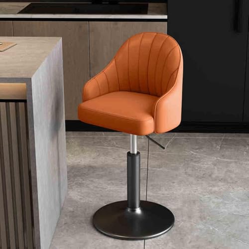 DZYHFCO Drehbarer Barhocker aus Metall, verstellbarer Barhocker mit Rückenlehne, Schminkhocker mit hoher Rückenlehne (Orange, B) von DZYHFCO