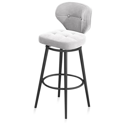 DZYHFCO Drehhocker aus Samt, modernes Set, Kücheninselstuhl, Theke mit Metallfuß und Rückenlehne (weiß, 65 cm) von DZYHFCO