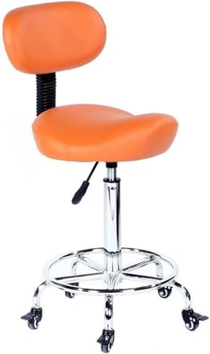 DZYHFCO Drehstuhl, Sattelhocker, verstellbarer Sattelhocker mit Rückenlehne, ergonomischer Sattelhocker, drehbar, hydraulisch verstellbar, geeignet für den Innen- und Außenbereich (Orange) von DZYHFCO