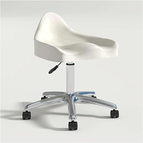 DZYHFCO Drehstuhl, ergonomischer Sattelhocker mit Rollen, hydraulischer Drehstuhl, Höhe (weiß) von DZYHFCO
