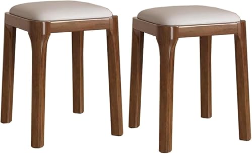 DZYHFCO Esszimmerstühle, Hocker, 2er-Set, Barhocker mit gepolstertem Sitz, Lederbezug, Küchenhocker, Mitte des Jahrhunderts (grau) von DZYHFCO
