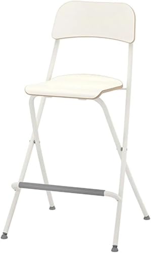 DZYHFCO Faltbarer Barhocker aus Holz, 63,7 cm, zusammenklappbar, hoher Hocker mit Rückenlehne, Thekenhöhe (weiß, 74 cm) von DZYHFCO