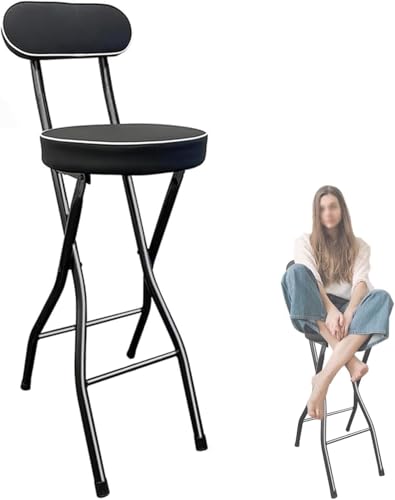 DZYHFCO Faltbarer Hocker mit gepolstertem Kissen, keine Montage, 55 cm, Schwarz, 55 cm DZYHFCO Faltbarer Hocker mit gepolstertem Kissen, keine Montage, 55 cm, Schwarz, 55 cm von DZYHFCO