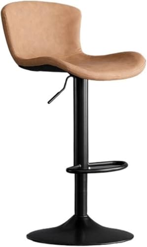 DZYHFCO Fashion Lift Einfacher Barhocker, moderner Haushalt, hohe leichte Luxus-Rückenlehne, Eisen-Drehstuhl für Küche (braun) von DZYHFCO