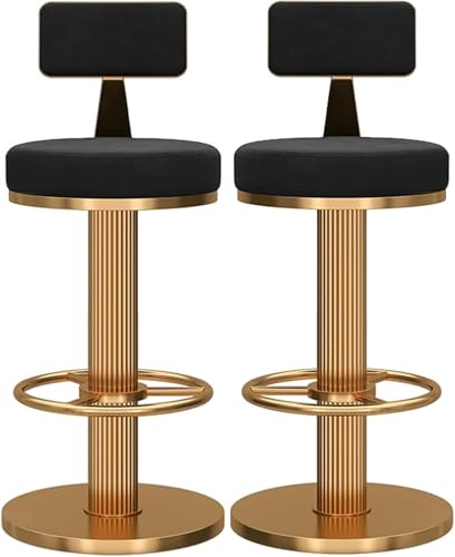 DZYHFCO Frühstücks-Barstühle, strapazierfähig, hohe Barhocker, 2er-Set, 360° drehbar, höhenverstellbar, Frühstücksbarstühle, Esszimmerhocker mit niedriger Rückenlehne, Fußstütze und Metallsockel für von DZYHFCO