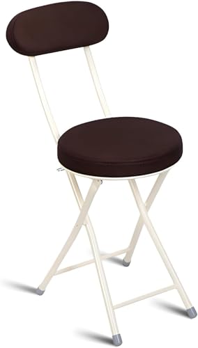 DZYHFCO Gepolsterter Klapphocker, 48,3 cm, faltbarer Barstuhl, tragbarer Küchenstuhl mit Rückenlehne und Fußstütze (braun) von DZYHFCO