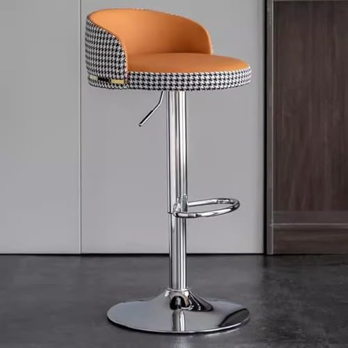 DZYHFCO Graue Barhocker mit Rückenlehne, Kücheninsel, Theke, höhenverstellbar, mit Kissen (Orange B) von DZYHFCO