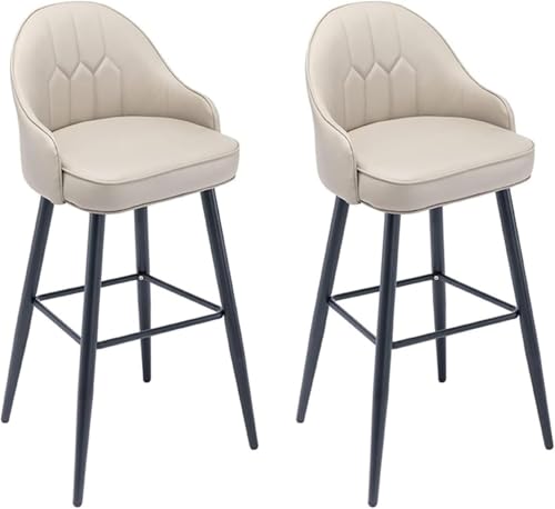 DZYHFCO Kitchen Island Barhocker, 2er-Set, mit Rückenlehne, 76,2 cm, Thekenhöhe, PU-Leder, schwarzes Chromgestell (Khaki) von DZYHFCO