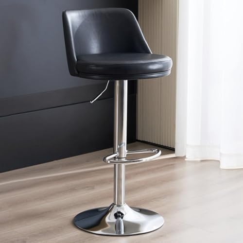 DZYHFCO Kitchen Island Barhocker, grau, aus PU-Leder, Thekenhöhe mit Rückenlehne, höhenverstellbarer Drehstuhl, Schwarz B von DZYHFCO