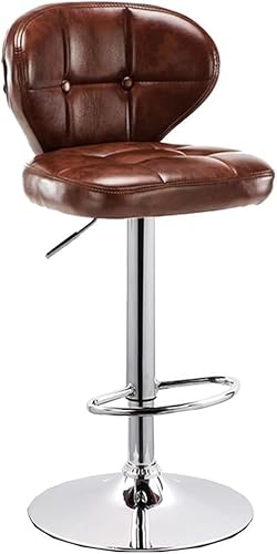 DZYHFCO Leder-Barhocker, Schwarz, 1 Stück, moderne Drehstuhl, Thekenhöhe, Leder, Metall, gepolsterte Inselstühle (braun) von DZYHFCO
