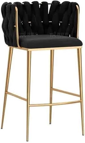 DZYHFCO Leichter, luxuriöser einfacher Metallstuhl, Heimkassierer, Inseltisch, Esstisch, Schreibtisch, Sitzlehne, hoch für Küche (schwarz) von DZYHFCO