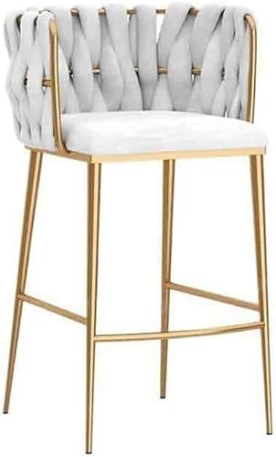 DZYHFCO Leichter, luxuriöser einfacher Metallstuhl, für Zuhause, Kassierer, Inseltisch, Esstisch, Schreibtisch, Sitzlehne, hoch für Küche (weiß) von DZYHFCO