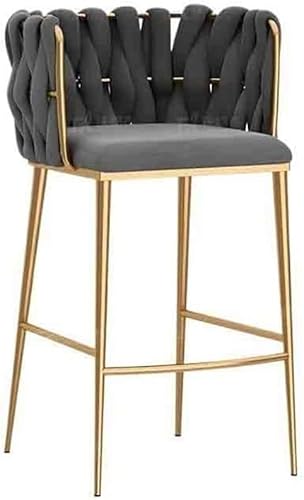 DZYHFCO Leichter, luxuriöser schlichter Metallstuhl, für Zuhause, Kassierer, Insel, Esstisch, Schreibtisch, Sitzlehne, hoch für Küche (Grau) von DZYHFCO