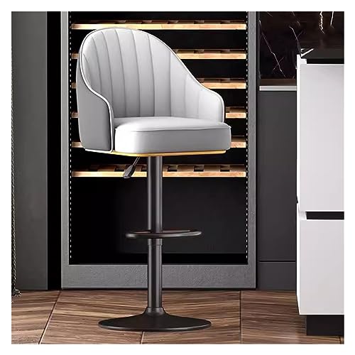 DZYHFCO Mid Century Barhocker, moderner Drehstuhl aus Leder mit Rückenlehne und Fußstütze, Grau DZYHFCO Mid Century Barhocker, moderner Drehstuhl aus Leder mit Rückenlehne und Fußstütze, Grau von DZYHFCO