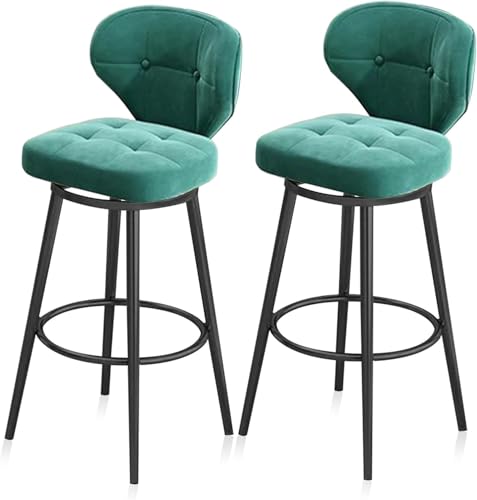 DZYHFCO Moderne Barhocker aus Samt, drehbar, Thekenhöhe, Thekenhocker, Küche, schwarzer Rahmen, Barstühle (grün, 65 cm) von DZYHFCO