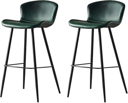 DZYHFCO Moderne Leder-Barhocker mit Rückenlehne und Fußstütze, gepolsterte Thekenstühle für Esszimmer, Grün, 65 cm, 2 Stück DZYHFCO Moderne Leder-Barhocker mit Rückenlehne und Fußstütze, gepolsterte Thekenstühle für Esszimmer, Grün, 65 cm, 2 Stück von DZYHFCO