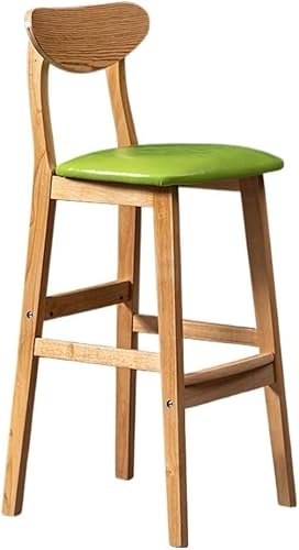 DZYHFCO Moderner Barhocker aus Massivholz mit Rückenlehne, stilvolle Hochstühle für Bars, Cafés und Milchteeläden, bequem (D) von DZYHFCO