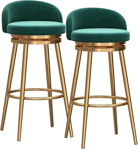 DZYHFCO Moderner Barhocker aus Samt, drehbar, 2er-Set, Hochstuhl mit Rückenlehne und Fußstütze für Küchentheke, 65 cm DZYHFCO Moderner Barhocker aus Samt, drehbar, 2er-Set, Hochstuhl mit Rückenlehne und Fußstütze für Küchentheke, 65 cm von DZYHFCO