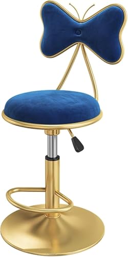 DZYHFCO Moderner Drehstuhl, Barhocker, Firma, Schönheitssalons mit Schmetterlings-Rückenlehne, goldfarben (blau) von DZYHFCO