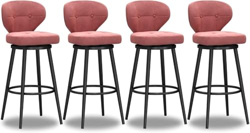 DZYHFCO Moderner drehbarer Barhocker mit niedrigem Rücken Tonhöhe Schwarz Metallbeine Samt Polsterstuhl Küche Insel Stuhl Rosa 4 Stück Höhe 75 cm DZYHFCO Moderner drehbarer Barhocker mit niedrigem Rücken Tonhöhe Schwarz Metallbeine Samt Polsterstuhl Küche Insel Stuhl Rosa 4 Stück Höhe 75 cm von DZYHFCO