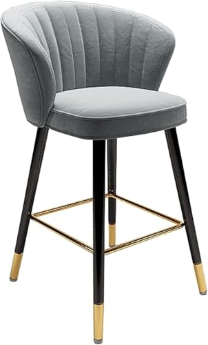 DZYHFCO Modernes Barhocker-Set, Thekenhöhe, Esszimmerstühle, Barhocker mit Rückenlehne und Fußstütze (Grau, Sitzhöhe 55 cm) von DZYHFCO