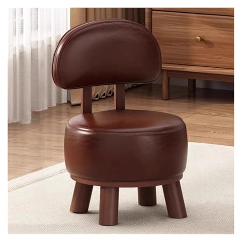 DZYHFCO Ottoman-Fußhocker, Massivholz-Fußstütze mit weich gepolstertem Sitz, moderner, runder Ottomane, 360 Grad drehbar, für Wohnzimmer (braun) von DZYHFCO