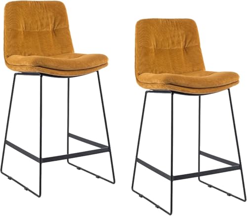 DZYHFCO Premium Barhocker mit Thekenhöhe, gepolstert, Frühstücksstühle mit Cord-Rückenlehne und 2 Stück von DZYHFCO