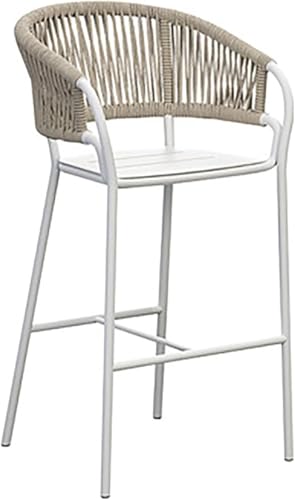 DZYHFCO Rattan-Barhocker mit Rückenlehne und Fußstütze, hohe Küchenstühle für Heimdekoration, Pub, Café und Frühstück (C) von DZYHFCO