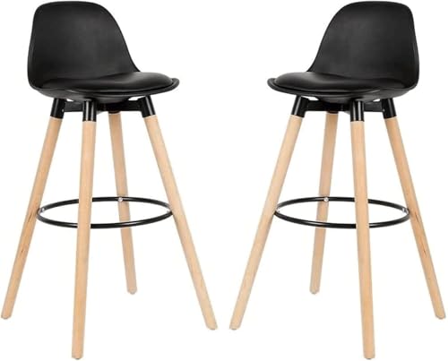 DZYHFCO Roedax Barhocker, 2er-Set, Rückenlehne, hohe Loungesessel, Theke, hoch, Esszimmer, Kaffee mit Buche (schwarz, 2 Stück) von DZYHFCO