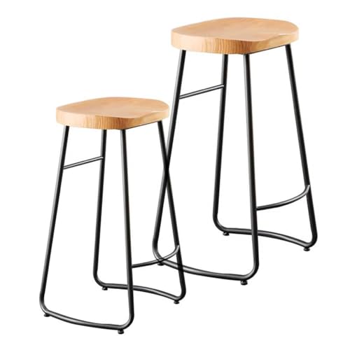 DZYHFCO Rückenfreie Barhocker aus Holz, ergonomisch, mit Metall-Fußstütze, industrielle Thekenhöhe, Küchenstühle (2 Stück, 75 cm) von DZYHFCO