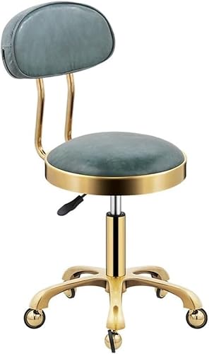 DZYHFCO Runder Rollhocker mit Rückenlehne, höhenverstellbar, hydraulischer Drehstuhl, strapazierfähig für Salon, (A) von DZYHFCO