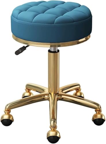 DZYHFCO Runder Rollhocker mit dickem Kissen, medizinischer 360°-Drehstuhl für Schönheitssalons, Spas (blau) von DZYHFCO