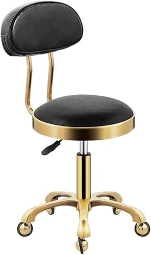 DZYHFCO Salonhocker aus PU-Leder mit Rollen und Rückenlehne, höhenverstellbar, für Nageltechnik, Tattoo, (F) von DZYHFCO