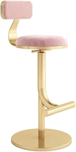 DZYHFCO Samt-Barhocker mit Rückenlehne, bequeme Barhocker in Tonhöhe für Kücheninsel (Rosa, 65-80 cm (25,6-31,5 Zoll) von DZYHFCO