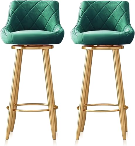 DZYHFCO Samthocker, modern, drehbar, Barhocker, 2er-Set, Küchenhöhe mit Rückseite, Kücheninseltheke (grün, 65 cm) von DZYHFCO