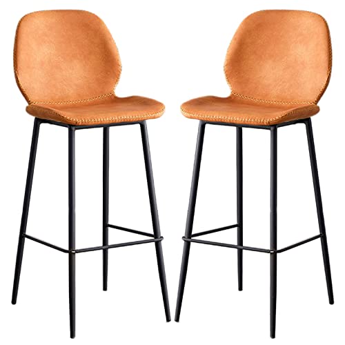 DZYHFCO Set mit 2 Barhockern, Thekenhöhe mit Rückenlehne, feste Höhe, Hochstühle, Küche, Esszimmer, Metallrahmen, von DZYHFCO
