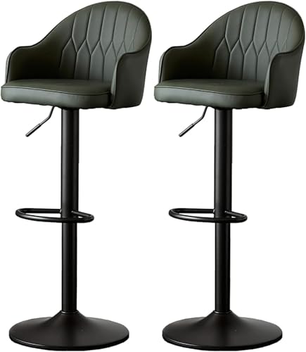 DZYHFCO Set mit 2 orangefarbenen Barhockern mit verstellbarer Höhe, Kunstledersitz, Einheitsgröße (dunkelgrün) von DZYHFCO