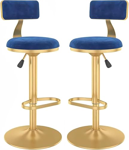 DZYHFCO Thekenhöhenhocker, 2er-Set, hoher Hocker, 360° drehbar, Barstuhl, Frühstücks-Esszimmerhocker mit niedriger Rückenlehne, Gasdruckfeder und Fußstütze, höhenverstellbare Barhocker für Theke, von DZYHFCO