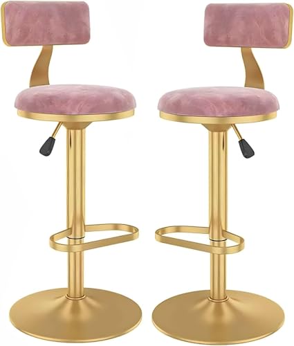 DZYHFCO Thekenhöhenhocker, 2er-Set, hoher Hocker, 360° drehbar, Barstuhl, Frühstücks-Esszimmerhocker mit niedriger Rückenlehne, Gasdruckfeder und Fußstütze, höhenverstellbare Barhocker für Theke, von DZYHFCO