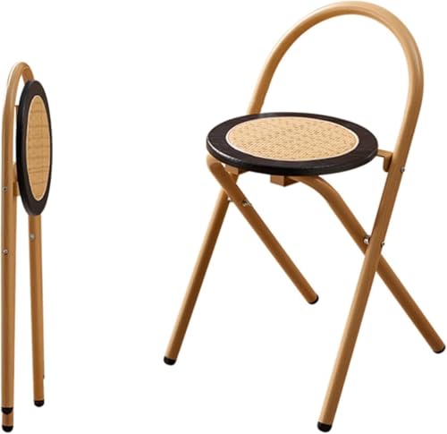 DZYHFCO Tragbarer Barhocker aus Holz mit Rückenlehne, Thekenhöhe, runder Frühstücksstuhl für Erwachsene, Küchen (schwarz) von DZYHFCO