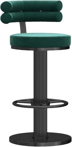DZYHFCO Verstellbare, robuste Barhocker mit drehbarem Samtsitz, modern, rosa, Kücheninselstühle, runde schwarze Fußstütze (grün, 45–60 cm) von DZYHFCO