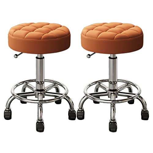 DZYHFCO Verstellbare Barhocker, 2er-Set, Thekenhöhe, drehbar, rückenfrei, PU-Leder, gepolsterte Stühle für Küche, Esszimmer, (C) von DZYHFCO