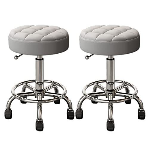 DZYHFCO Verstellbare Barhocker, 2er-Set, Thekenhöhe, drehbar, rückenfrei, PU-Leder, gepolsterte Stühle für Küche, Esszimmer, (D) von DZYHFCO