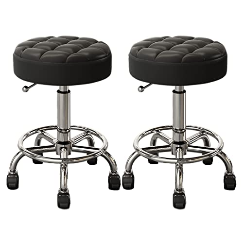 DZYHFCO Verstellbare Barhocker, 2er-Set, Thekenhöhe, drehbar, rückenfrei, PU-Leder, gepolsterte Stühle für Küche, Esszimmer, (F) von DZYHFCO