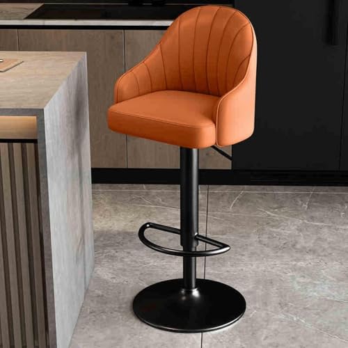 DZYHFCO Verstellbare Barhocker, drehbar, moderne Muschel-Rückenlehne, Barhocker mit Metallsockel, Orange von DZYHFCO