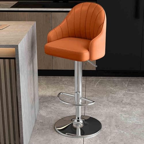 DZYHFCO Verstellbare Barhocker, drehbar, moderne Muschel-Rückenlehne, Barhocker mit Metallsockel, Orange von DZYHFCO