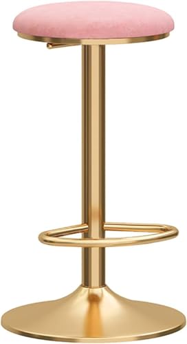 DZYHFCO Verstellbare Barhocker, drehbar für Küchen, Samtsitz, goldfarbene Metallbeine, Rosa von DZYHFCO