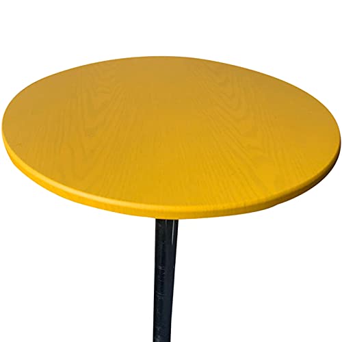 DZYP Runde Tischdecke Elastische Tischtuch Wasserdicht Abwischbar Passform Tischabdeckung Für Haus GartenTerrasse Innen Außen (Gelb,Durchmesser 60cm) von DZYP