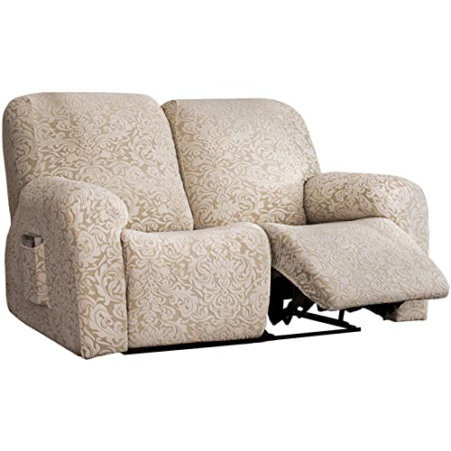 DZYP Sesselbezug 1 2 3 Sitzer Elastischer Sesselschoner Sofaüberwurf Jacquard Sofabezug Stretchhusse Für Relaxsessel Ruhesessel Bezüge Schonbezüge Sofa Abdeckung Antirutsch (Khaki,2 sitzer) von DZYP